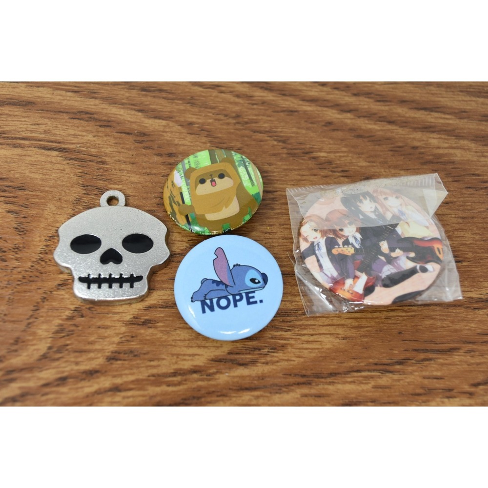 Mixed Pin Button Lot Disney Stitch Nope Ewok Star Wars Anime Pinback Buttons Sku
